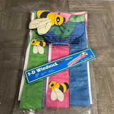 VTG 1997 Windsock Americana Bee Garden Summer Rainbow Party New Open 55"