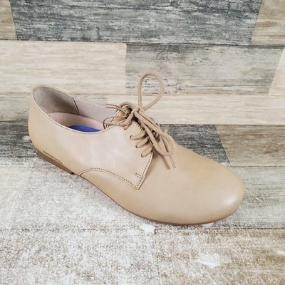 Birkenstock Saunders Womens Shoes Sz 5 Nude Leather Lace-Up Round Toe Casual