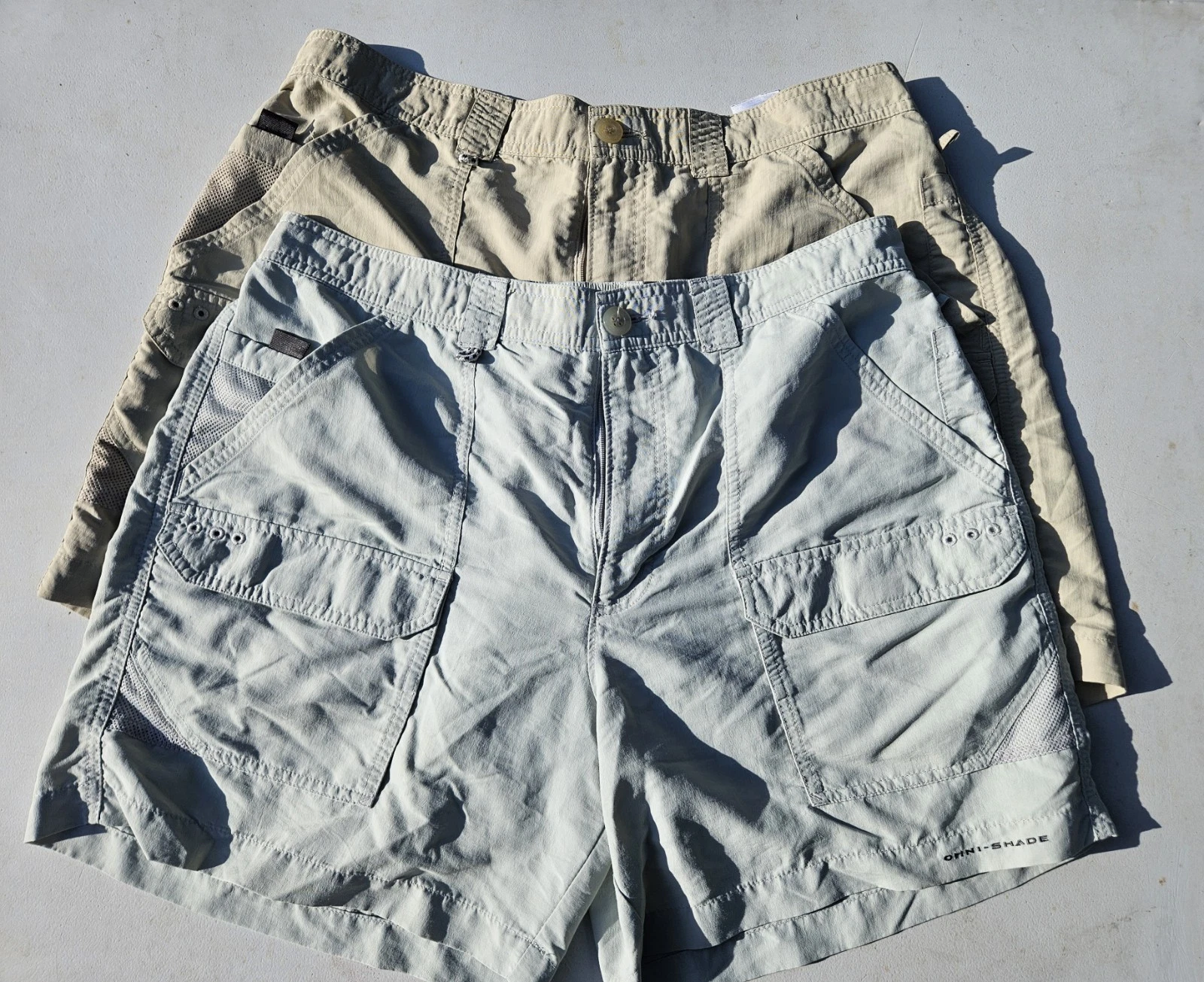 Columbia PFG Men's Omni-Shade Shorts Lot Of 2 Khaki Size 36w 5.5 Inch Inseam