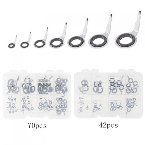 70pcs Lure Fishing Rod Guides Set Mixed Size 3-10# Ceramic Rings Raft Repair Kit - Picture 3 of 8