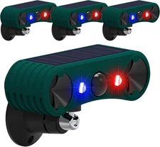 Solar Outdoor Motion Sensor Alarm 2*130db Ultrasonic Siren with 4 Modes Flashing