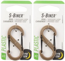 Nite Ize S-Biner Plastic Dual Carabiner 2 - Coyote 2-Pack 