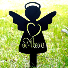 Memorial Grave Markers Angel Metal Stake,Christmas Cemetery Memorial Stake for M