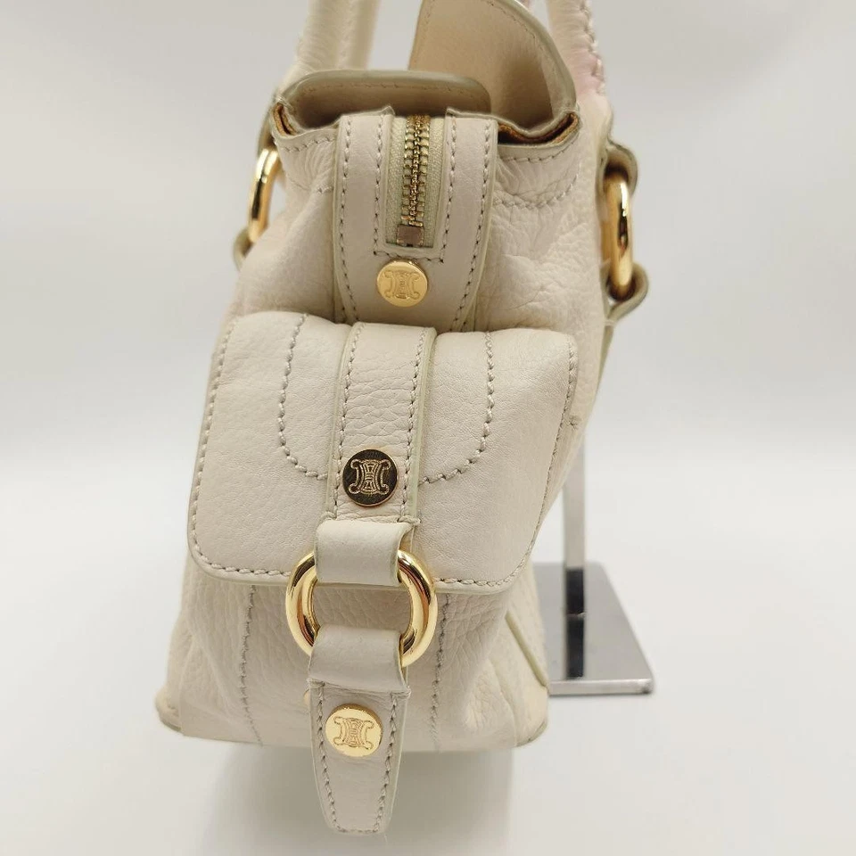 Auténtico bolso de mano CELINE bolso boogie cuero blanco Foto 4 de 4