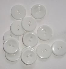 LOT OF 12 WHITE COLOR  1  inch 2 HOLE BUTTONS, NEW