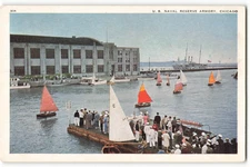 U.S. Naval Reserve Armory, Chicago VTG Postcard SK3.