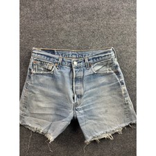 Levis 501xx Shorts Mens 31 Blue Cutoff Denim Button Fly Vintage USA Made
