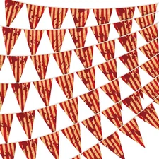Remerry 10 Packs Halloween Horror Circus Pennant Banner Red and White Striped...