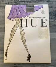 Hue Linear Floral Print Sheer To Waist Pantyhose Size S Natural Style 7405