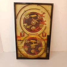 Bagatelle Airways Airplane Tin Board Game Bingo 36 Lindstrom Tool Toy Co Vintage