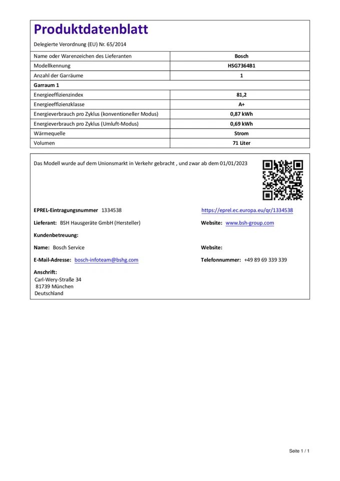 Bosch Dampfbackofen Einbau 71L Schwarz Serie 8 HSG7364B1 AirFry 60cm - Bild 3 von 4