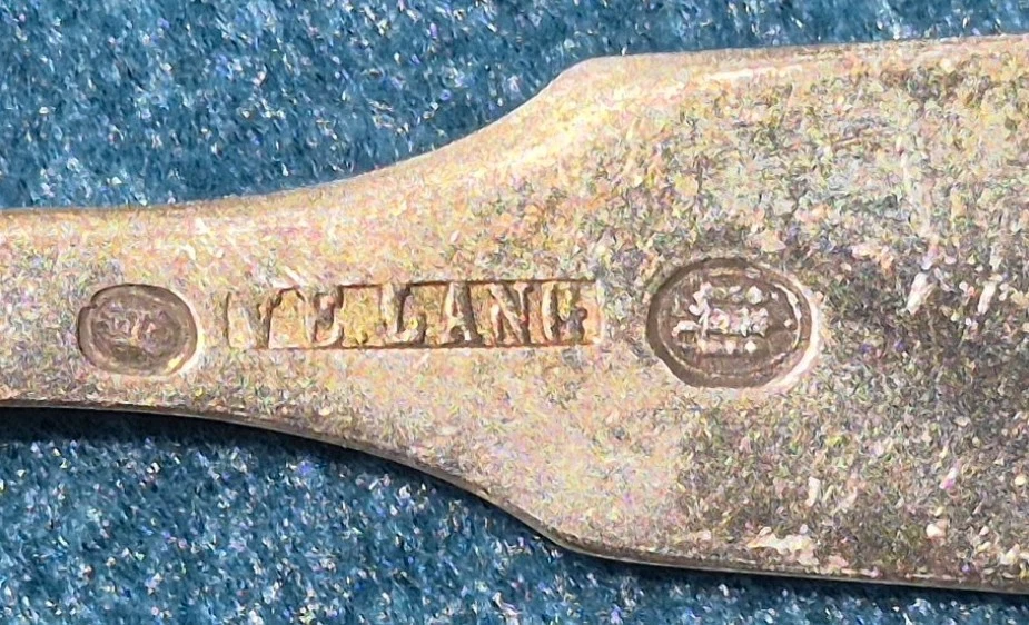 CF Heise Danés Oro Esterlina Lavado Demitasse 6 Cucharas Violín 1920 - 5.25" Foto 2 de 4