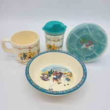 Vintage 5 Piece Pecoware Melamine Western Fun Cowboy Lasso Dinnerware Bowls Cups