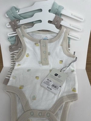 Oeko Tex Unisex NB-0M 3pc Sleeveless Animal Print Bodysuit Set Multicolor