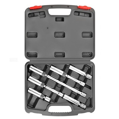 6 Piece 3/8-Inch Drive Magnetic Swivel Spark Plug Socket Set with Extensions
