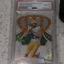 Panini 2020 Chronicles Draft Picks Crown Royale Justin Herbert #14 Rookie PSA 10
