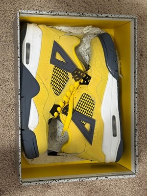Air Jordan 4 Retro (GS) — Tour Yellow/Dark Blue Grey (Size 6.5) | eBay