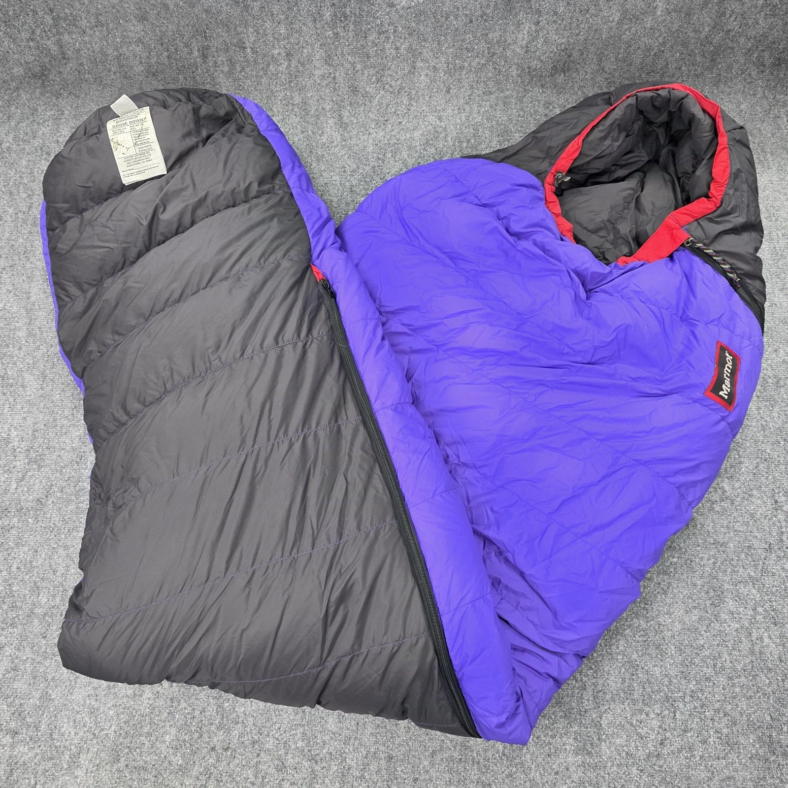 Marmot Sawtooth Long Sleeping Bag Large Purple Goose Down Mummy USA 3 Season
Opens in a new window o