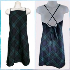 Ralph Lauren Tartan Vintage Plaid Label Women Y2K Strappy Sleeveless Wool Size 4