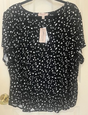 Philosophy Woman Republic Black White Floral Blouse Top - Plus 3X TTTG NWT $58