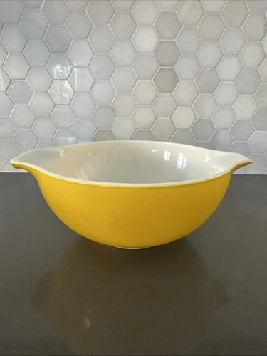 Vtg PYREX #443 Citrus Gold Orange Yellow 2.5Qt Nesting Cinderella Mixing Bowl