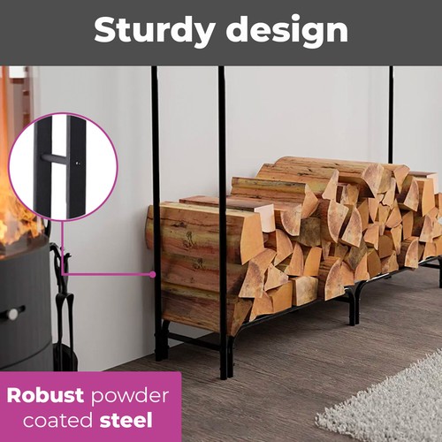 Neo Fire Log Rack Metal Firewood Storage Rack Holder Indoor Outdoor Cover - Picture 22 of 31