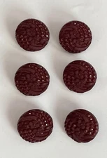 6 Vintage Buttons Molded Plastic Flower Design Dark Cinnabar Color