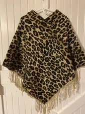 Animal Print Over The Head  Poncho Absolutely Gorgeous- Measurements On Pic