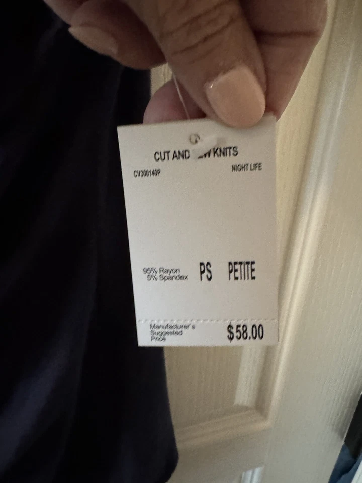 CARMEN MARC VALVO Navy Blue Studded Blouse Size Small/Petite MSRP $58 NWT GIFT - Image 4 of 4