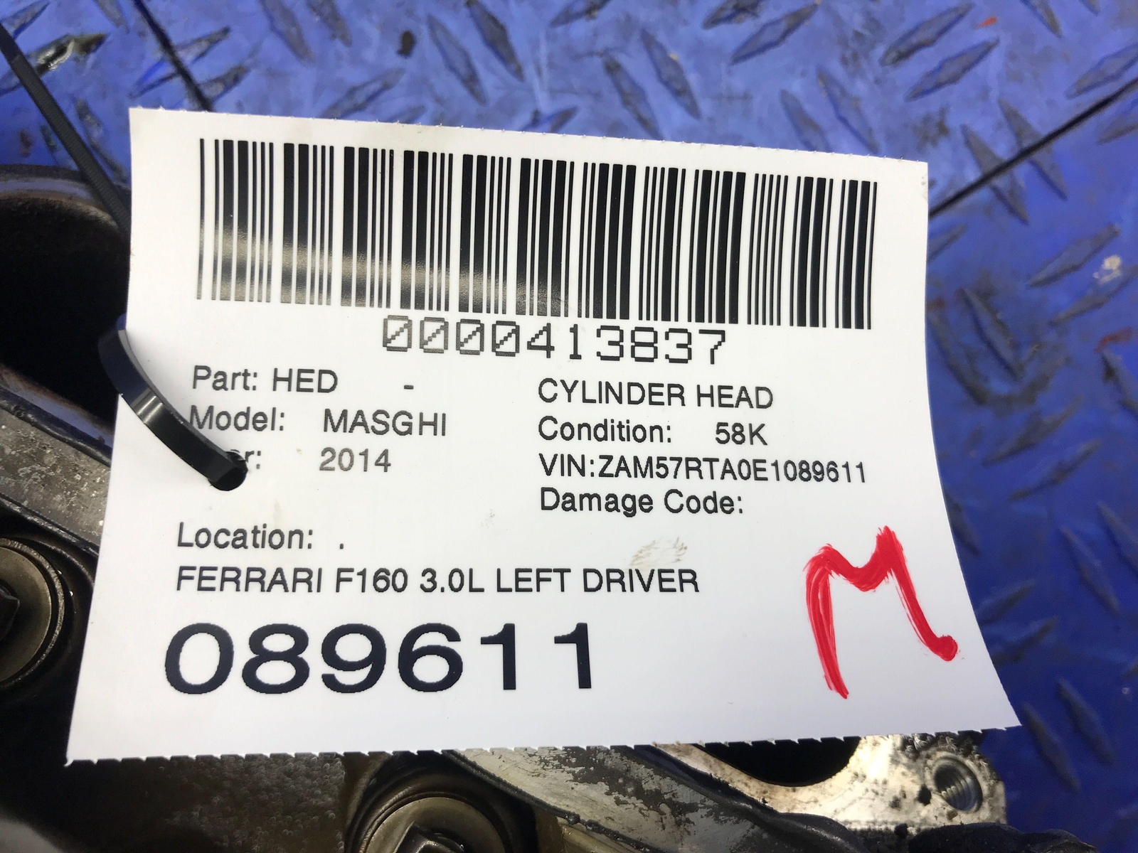 2014-2017 MASERATI GHBILI FERRARI F160 3.0L LEFT DRIVER CYLINDER HEAD *58K MILES