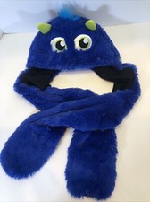 Build A Bear BAB Blue Monster Winter Hat Scarf Build In Mittens