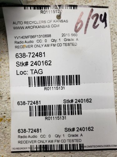 Equipo de audio Radio XC70 Receptor Se adapta a 15-16 VOLVO 70 SERIES 1115131 - Imagen 11 de 12