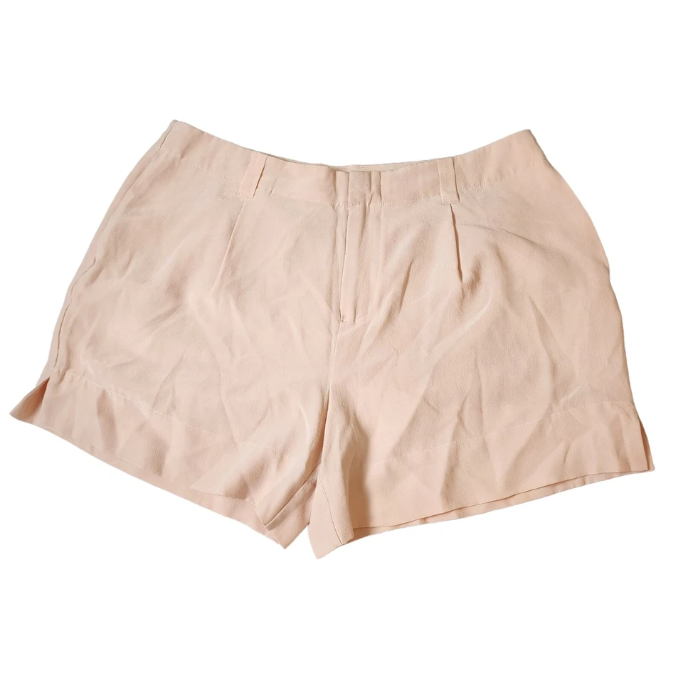 Joie Shorts 100% Silk Size 4 Pale Peach Pockets Zip Fly Side Slits Dressy  - Изображение 3 из 4