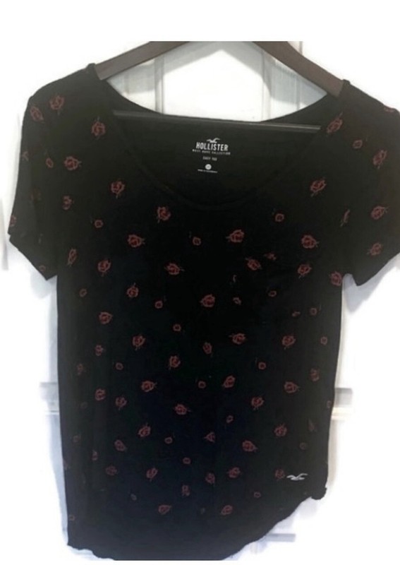 Hollister Short Sleeve Rose Tee Print Shirt Size XS