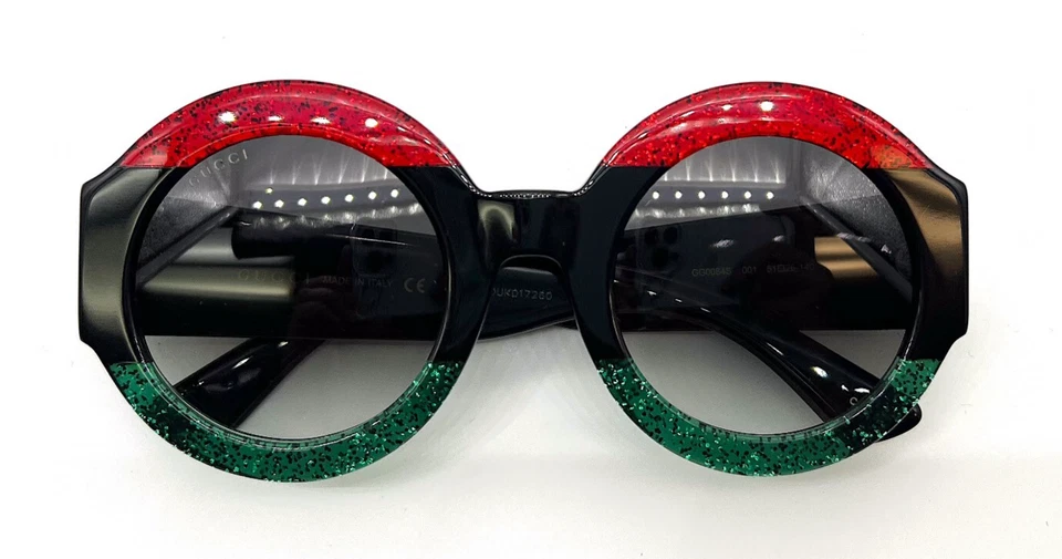 NUEVAS GAFAS DE SOL GUCCI GG0084S 001 NEGRAS ROJAS VERDES DEGRADADAS AUTÉNTICAS 51 - 26 Foto 4 de 4