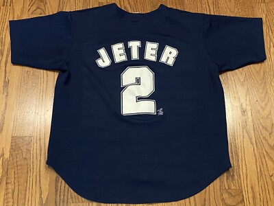 Vintage New York NY Yankees Derek Jeter #2 MLB Truefan Jersey Size XL