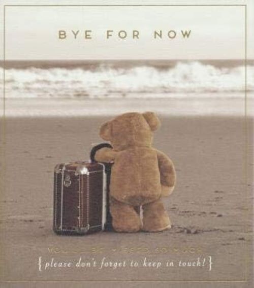 Cute Beach Bear Bye For Now Leaving Card – Goodbye or Retirement Greeting Card