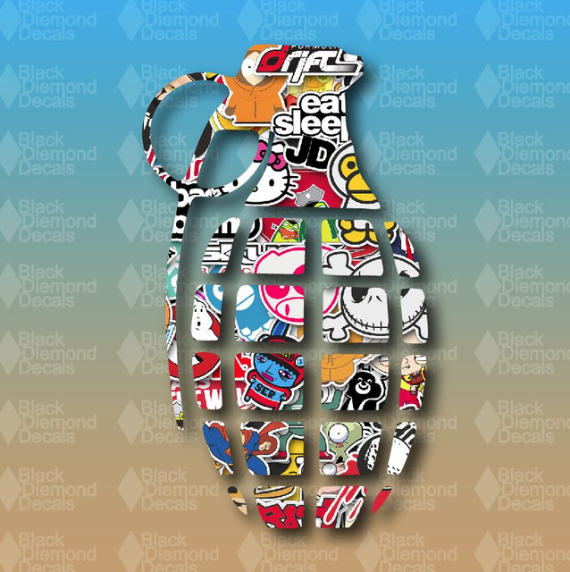 Stickerbomb Sticker Bomb Grenade 6" Snowboard Custom Vinyl Decal