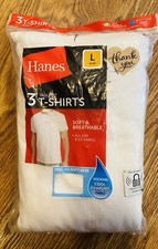Hanes Men's Tagless T-Shirts 3 Pack Soft  Breathable Wicking Cool Comfort Large