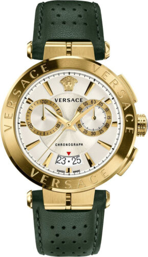 Versace VE1D00219 Aion Chronograph gold silber grün Leather Herren Uhr NEU - Picture 1 of 8