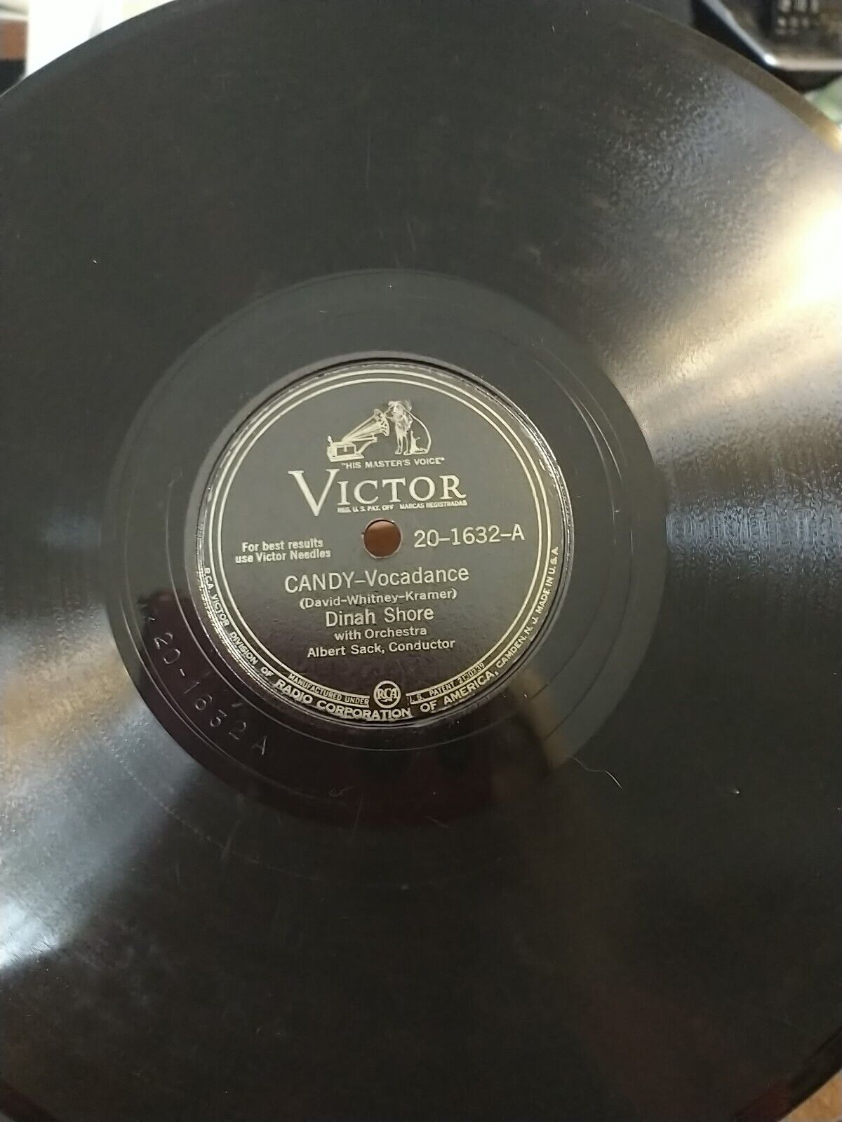 Dinah Shore, Candy/He's Home for a Little While 78 Victor 20-1632 tested cleaned