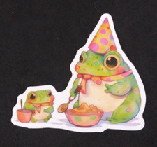 Frogs Celebrating Birthday Cute Adorable Frog Sticker 2.18" x 2.38" G 