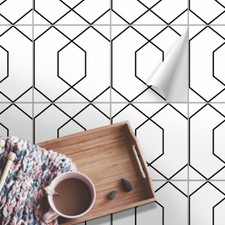 Floor Tile Stickers Set of 20 "Hanna" for Kitchen, Bathroom, Shower Durable