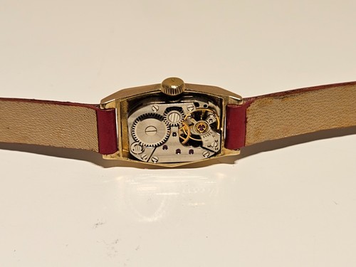 VINTAGE RARE EARLY LADIES GERMANY GOLD PLATED TANK MECHANICAL WATCH "RUHLA" 16J. - 第 12/12 張圖片