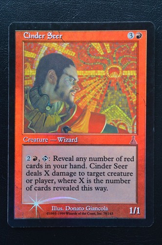 Magic The Gathering MTG CINDER SEER FOIL Urza's Destiny MP Moderately Played - 第 1/2 張圖片