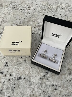 Montblanc Star Bar 925 Silver Cufflinks with Black Resin Montblanc Star Bar 925 Silver Cufflinks with Black Resin
