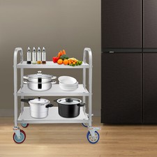 3 Tier Rolling Kitchen Island Trolley Cart Storage Serving Shelf Dining w/ Wheel