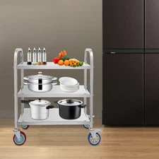 3 Tier Rolling Kitchen Island Trolley Cart Storage Serving Shelf Dining w/ Wheel