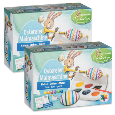 2x HEITMANN Kinder Oster Eier Malmaschine Eierfarbe Gelb Rot Violett Grün Blau
