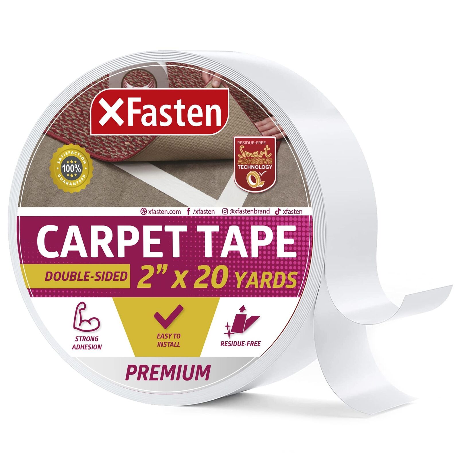 Duck Brand Indoor/outdoor Double-sided Carpet Tape, 1.88 x 25 Yd., White